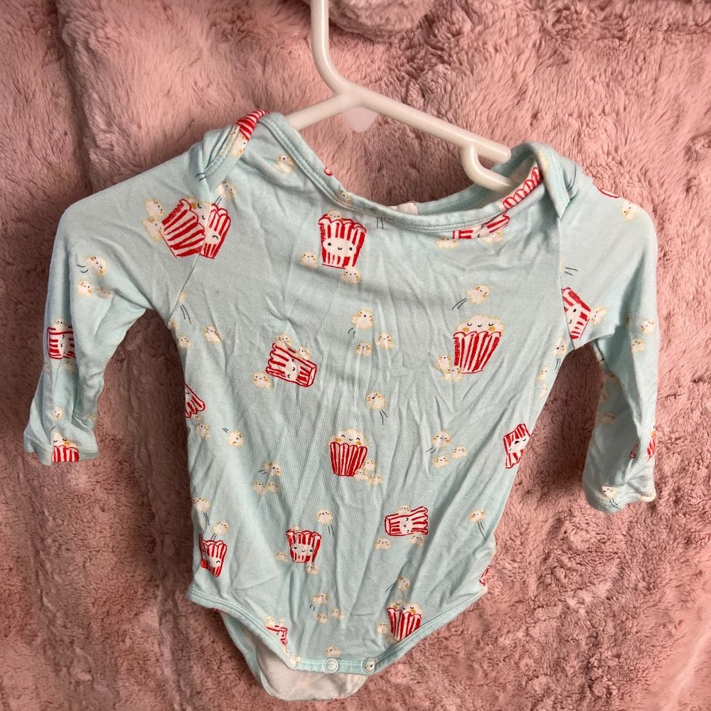 Angel Dear Popcorn on Baby Blue Onesie Bodysuit Jammies.  3-6 Months